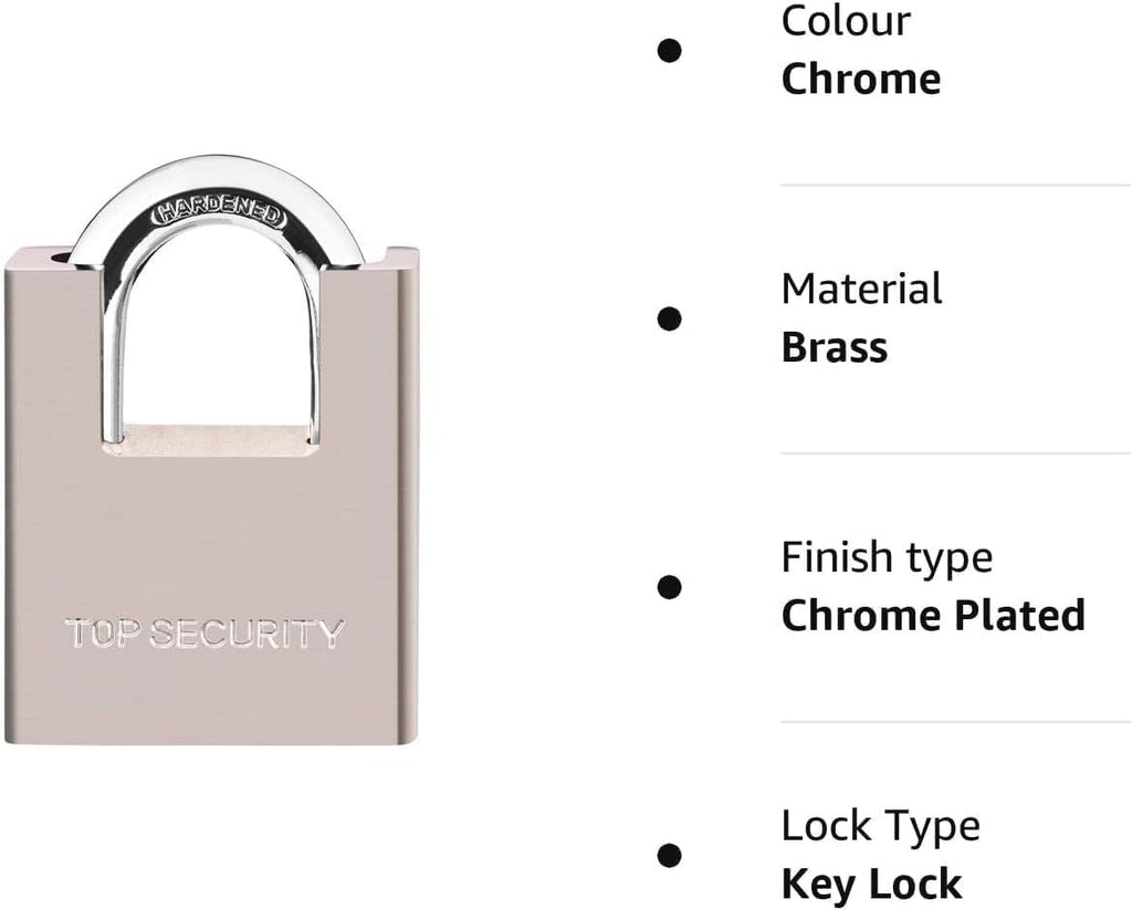 Heavy Duty Solid Brass Keyed Padlock with 4 Keys H859391