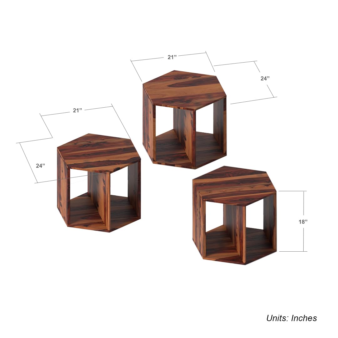 Solid Sheesham Wood Coffee Table Set of 3 I74698