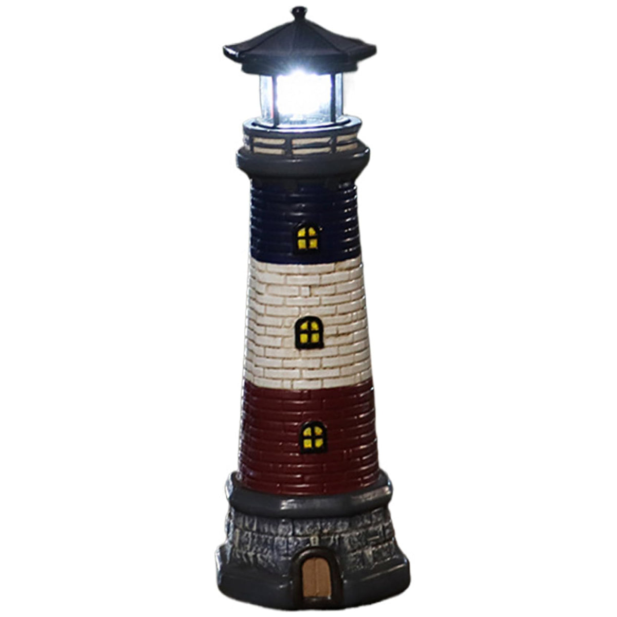 15" Tall Waterproof Resin Lighthouse Lamp with Rotating LED Y15175