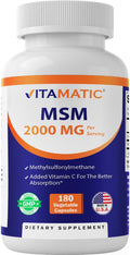 MSM 2000 mg with Vitamin C 180 Veg Capsules Non-GMO Gluten Free M452276
