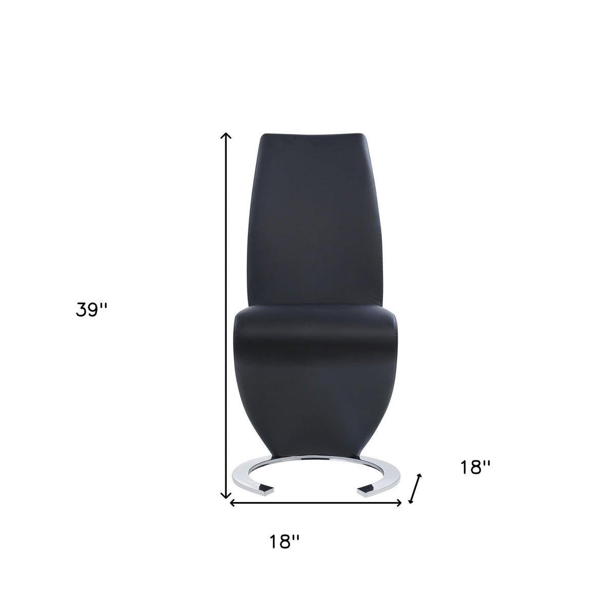 Set of Two Black and Silver Faux Leather Dining Chairs K1632