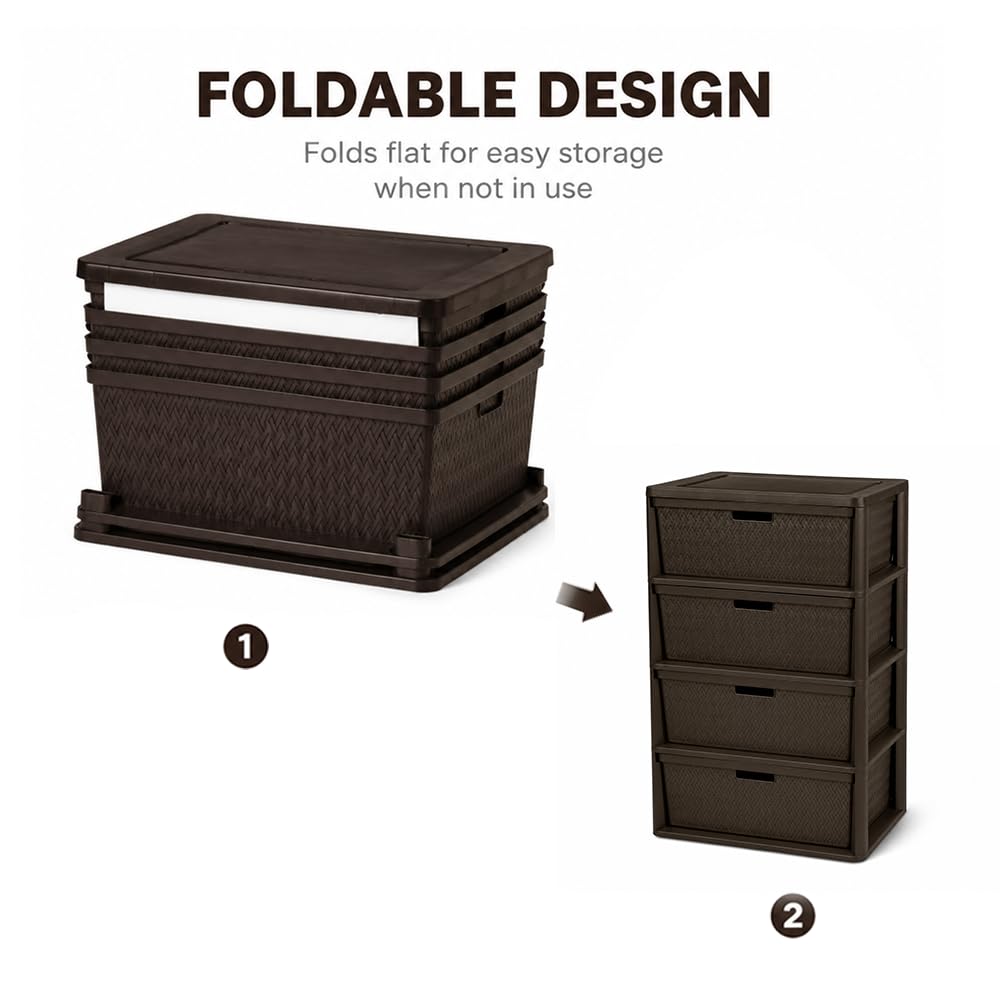 Brown 4 Drawer Plastic Storage Tower H658194