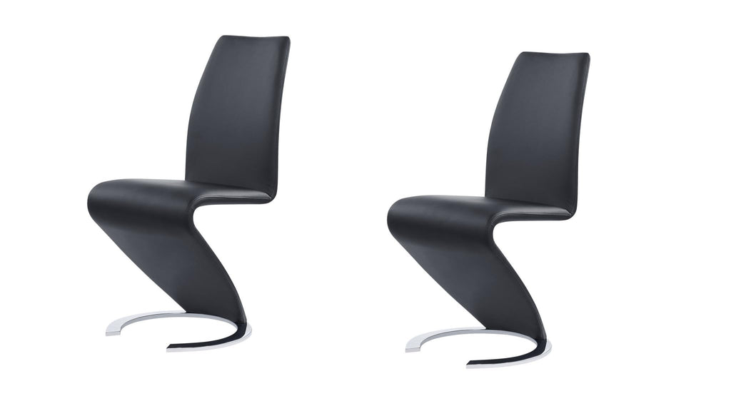 Set of Two Black and Silver Faux Leather Dining Chairs K1632