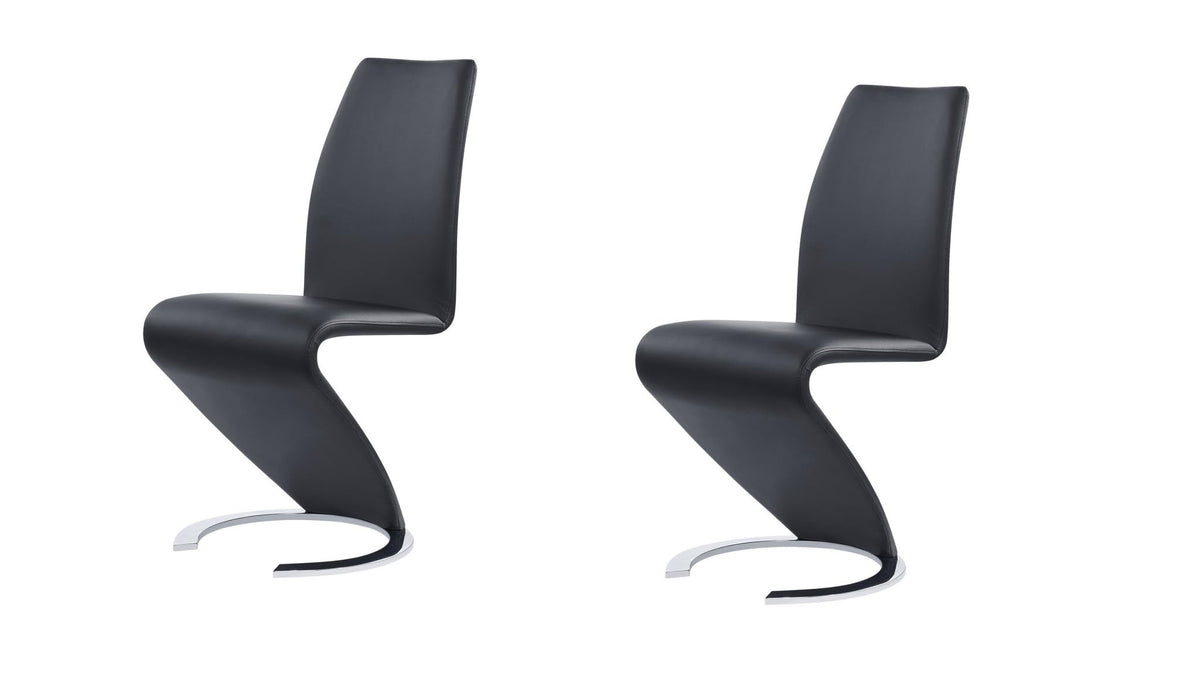 Set of Two Black and Silver Faux Leather Dining Chairs K1632