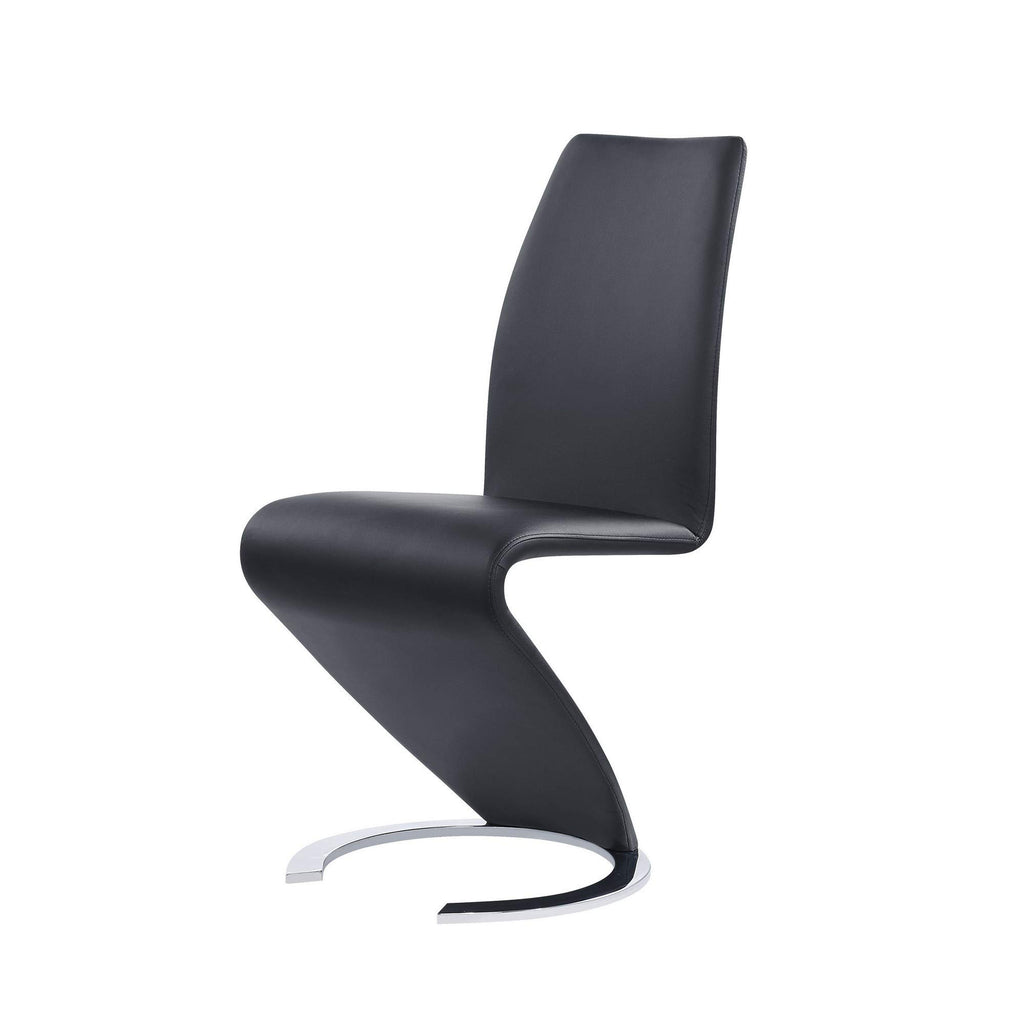 Set of Two Black and Silver Faux Leather Dining Chairs K1632