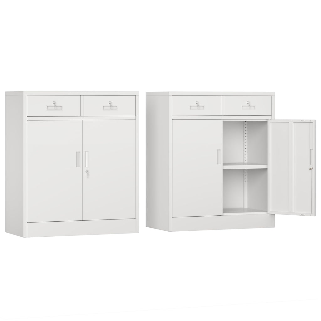 White Metal Storage Cabinet with 2 Drawers N500460