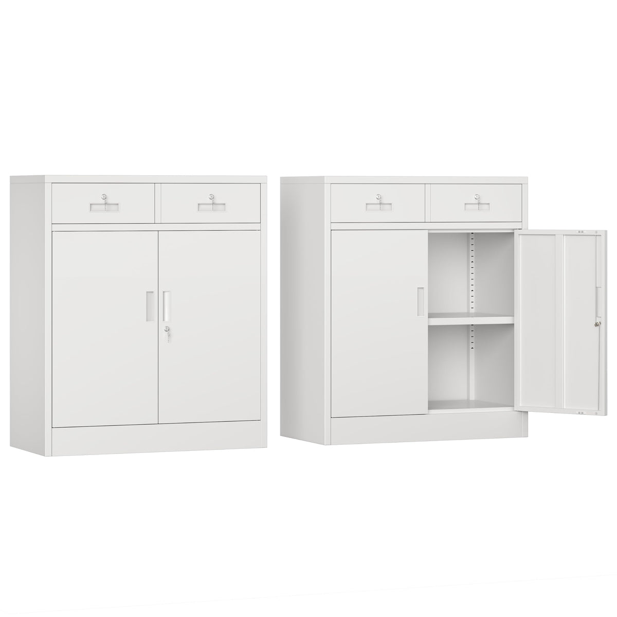 White Metal Storage Cabinet with 2 Drawers N500460