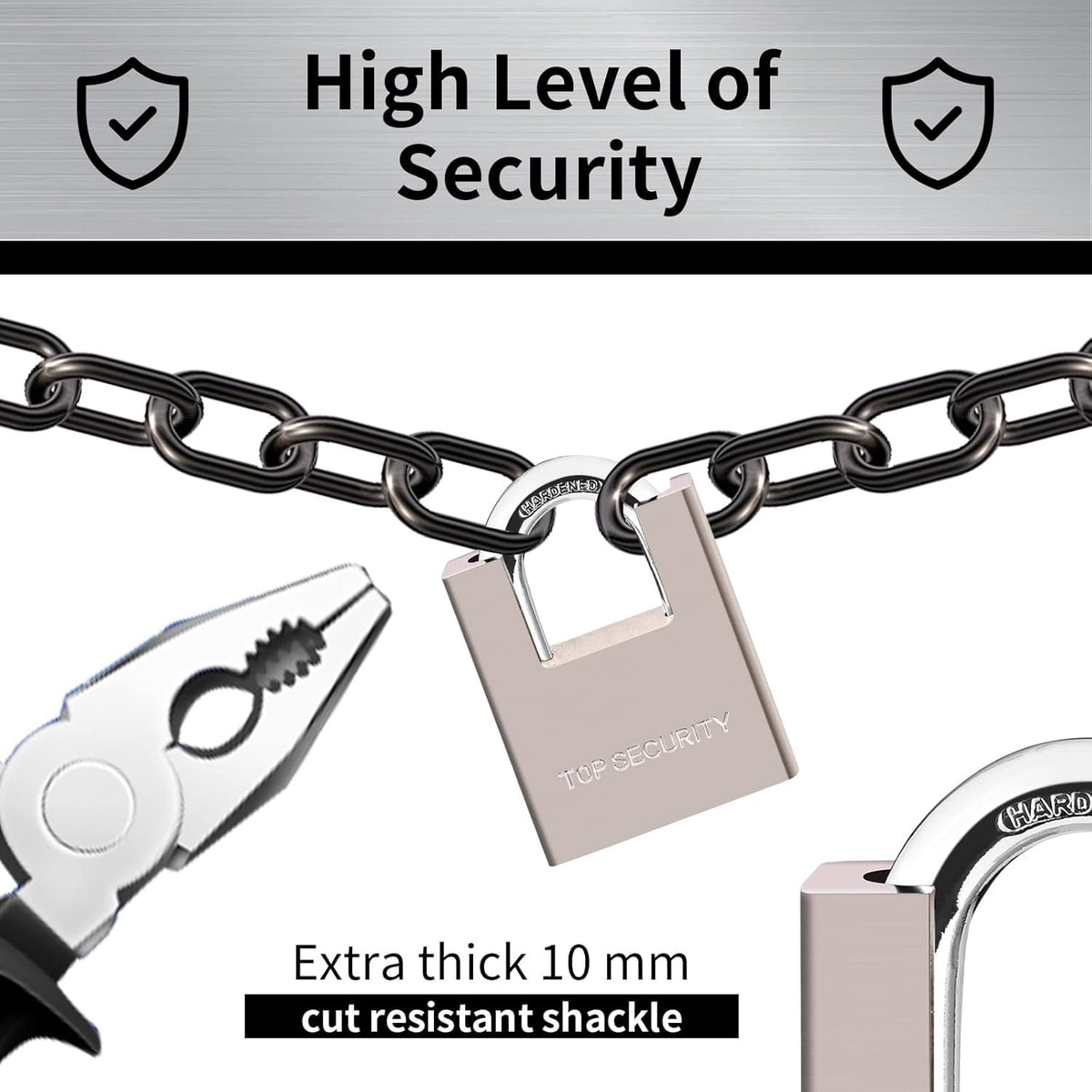 Heavy Duty Solid Brass Keyed Padlock with 4 Keys H859391