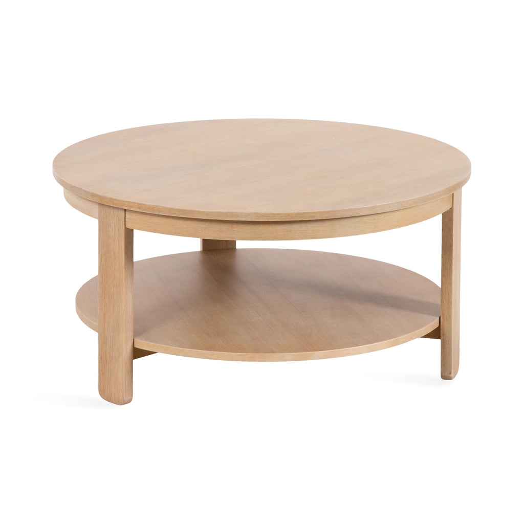 Round Two-Tier Wood Coffee Table with Storage H272826
