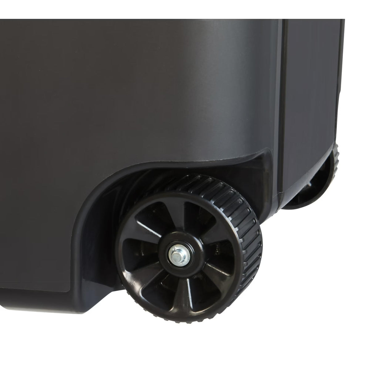 45 Gallon Black Outdoor Trash Can with Wheels and Attached Lid J1254