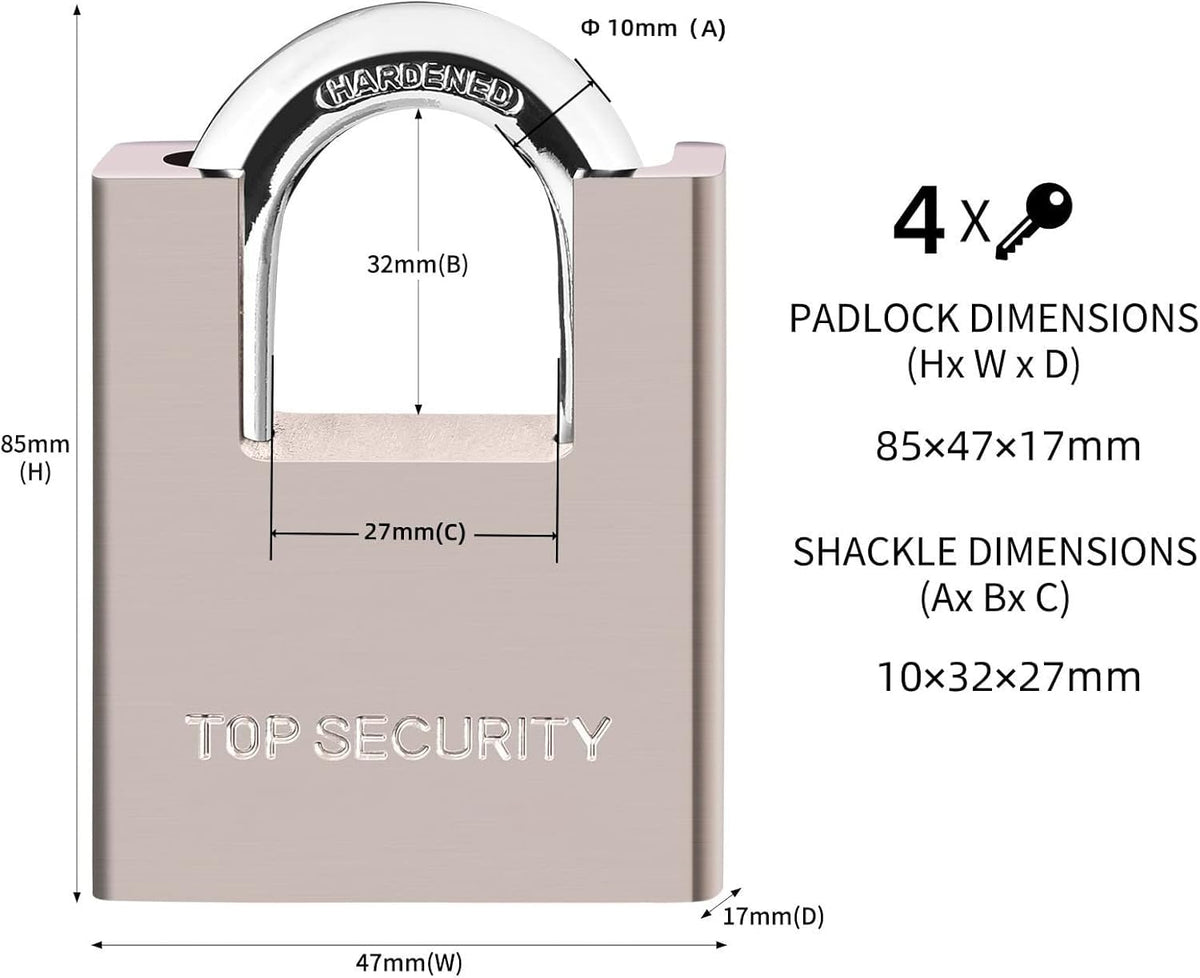 Heavy Duty Solid Brass Keyed Padlock with 4 Keys H859391