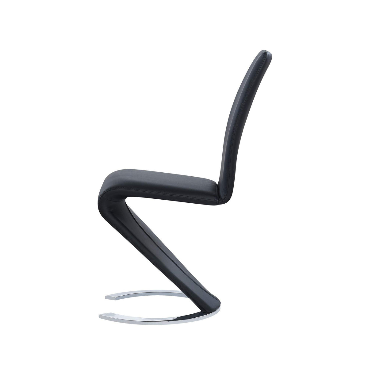 Set of Two Black and Silver Faux Leather Dining Chairs K1632