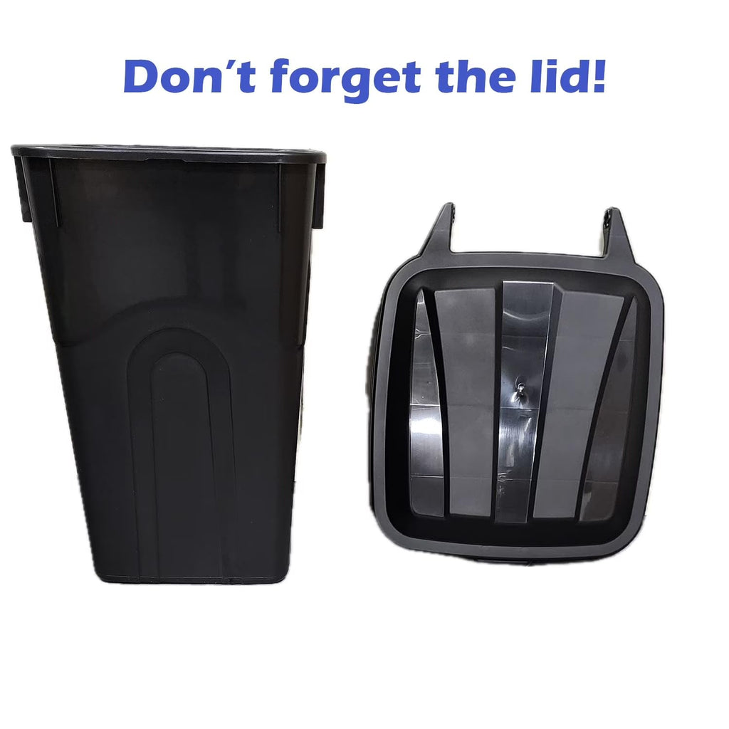 45 Gallon Black Outdoor Trash Can with Wheels and Attached Lid J1254