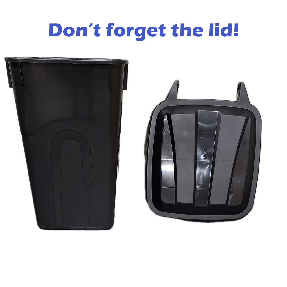 45 Gallon Black Outdoor Trash Can with Wheels and Attached Lid J1254