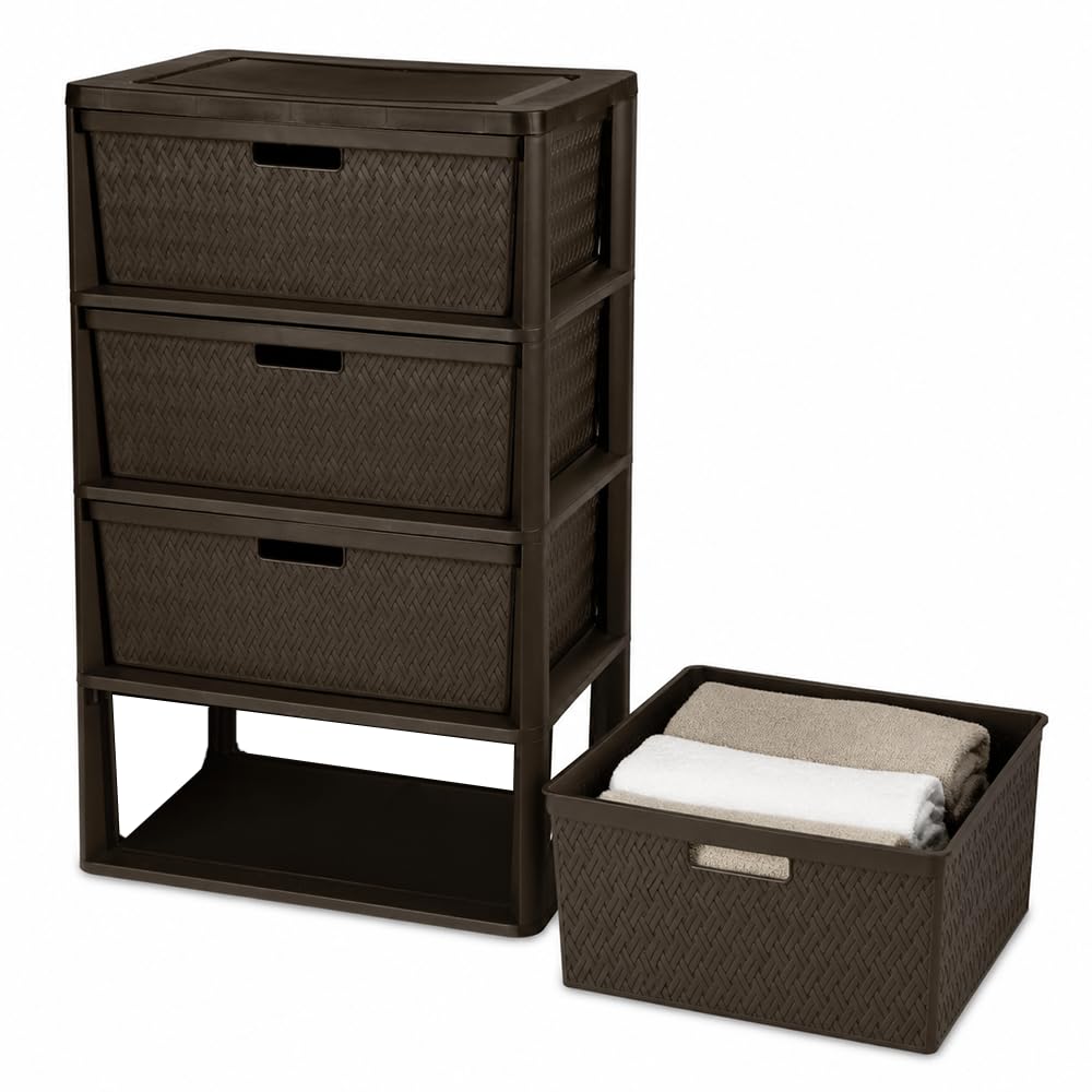Brown 4 Drawer Plastic Storage Tower H658194