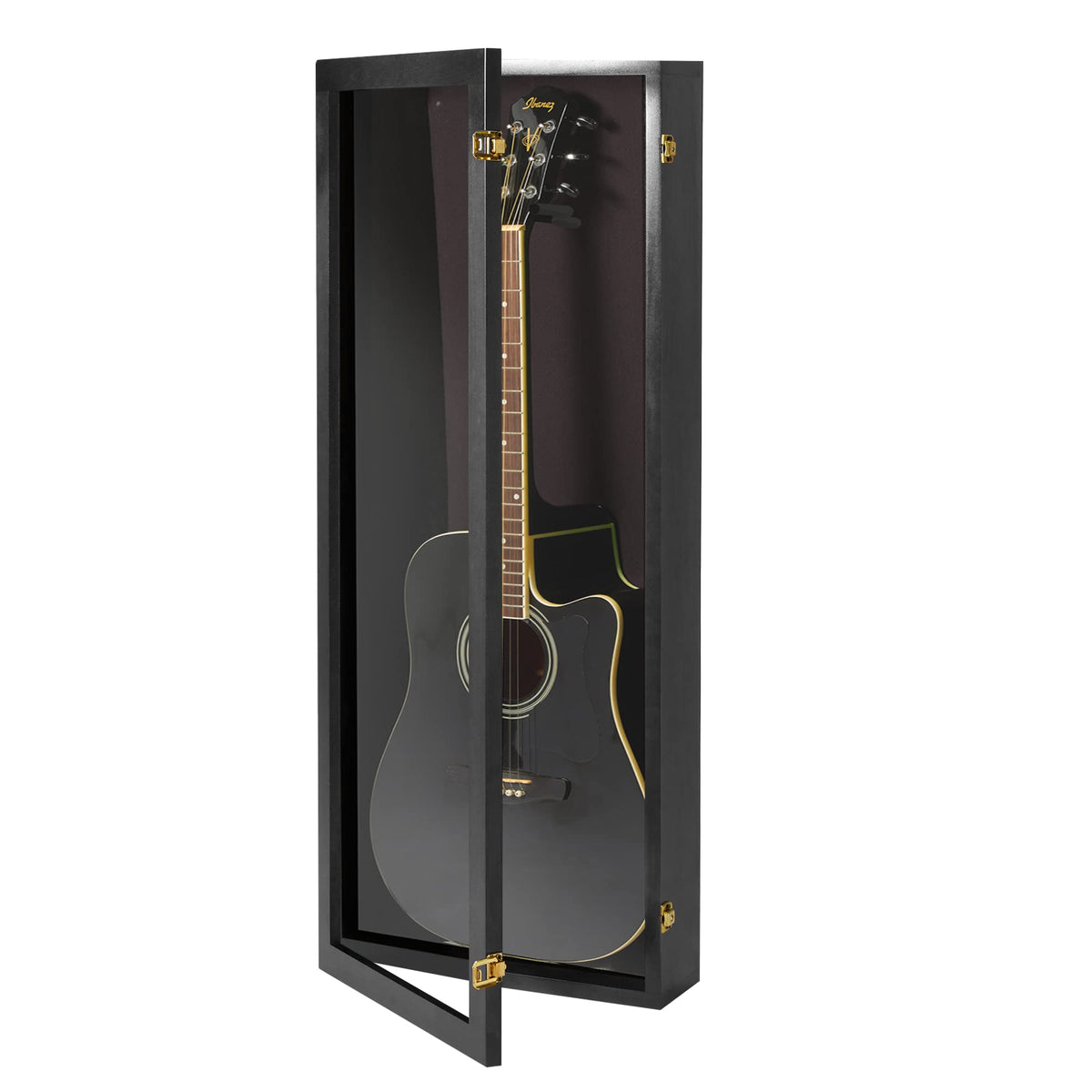 Acoustic Guitar Display Case Wall Mount Black P542