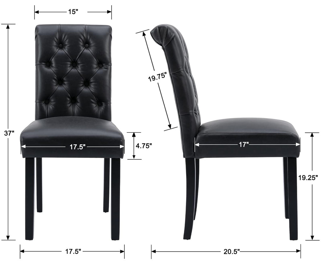 Black Set of 4 PU Leather Tufted Dining Chairs D526859