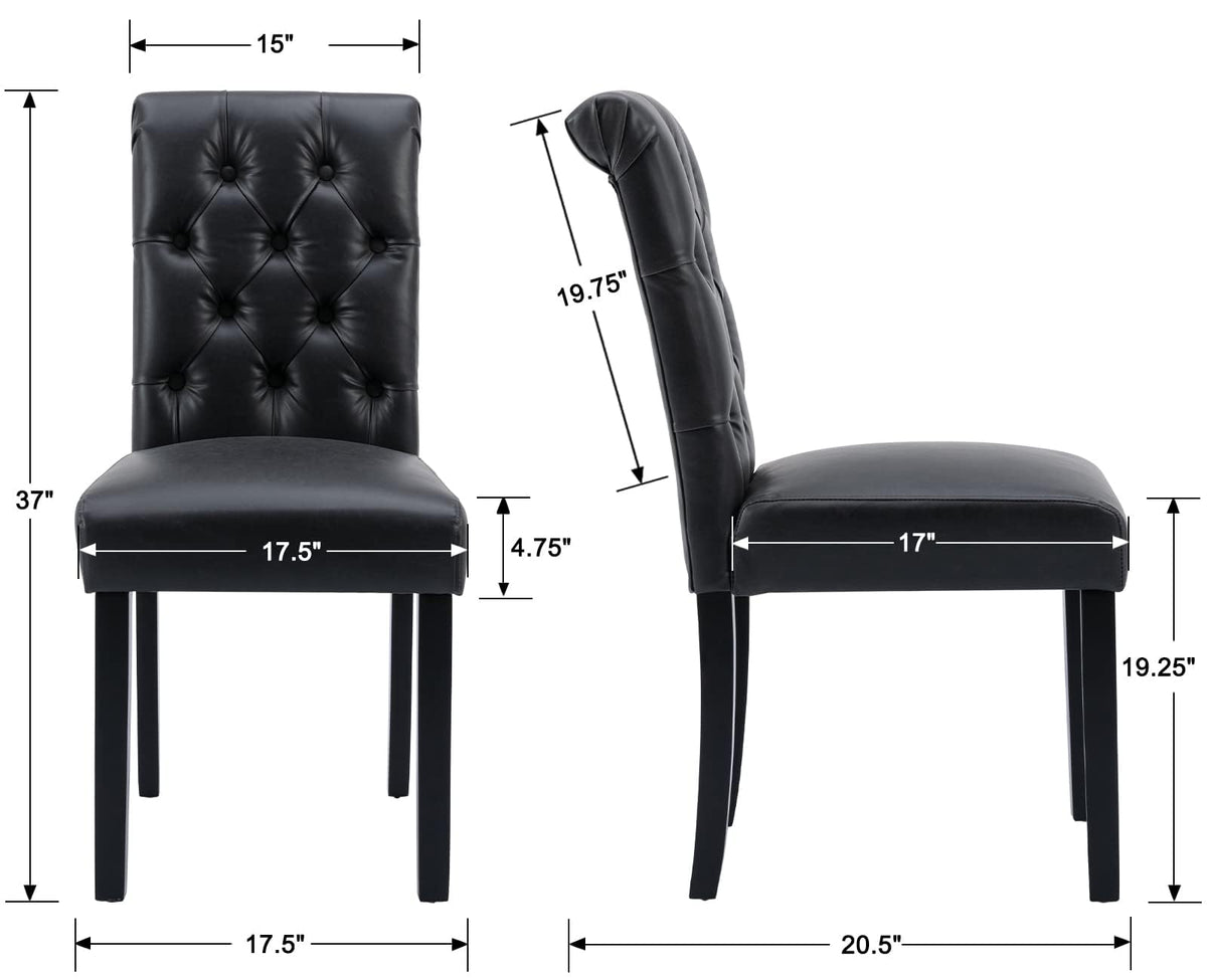 Black Set of 4 PU Leather Tufted Dining Chairs D526859