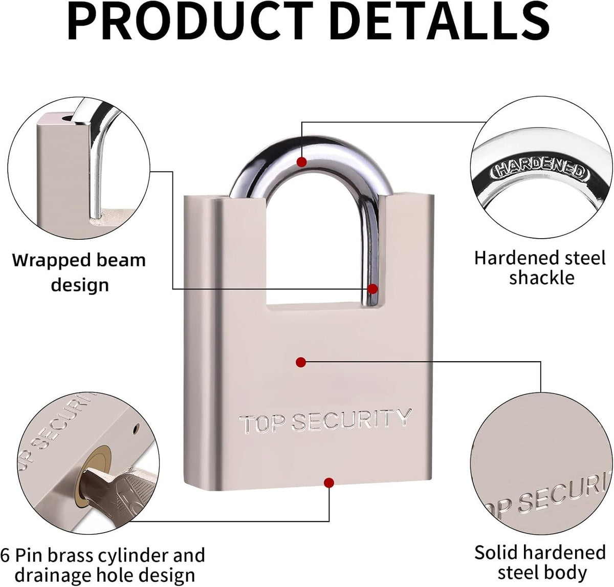 Heavy Duty Solid Brass Keyed Padlock with 4 Keys H859391