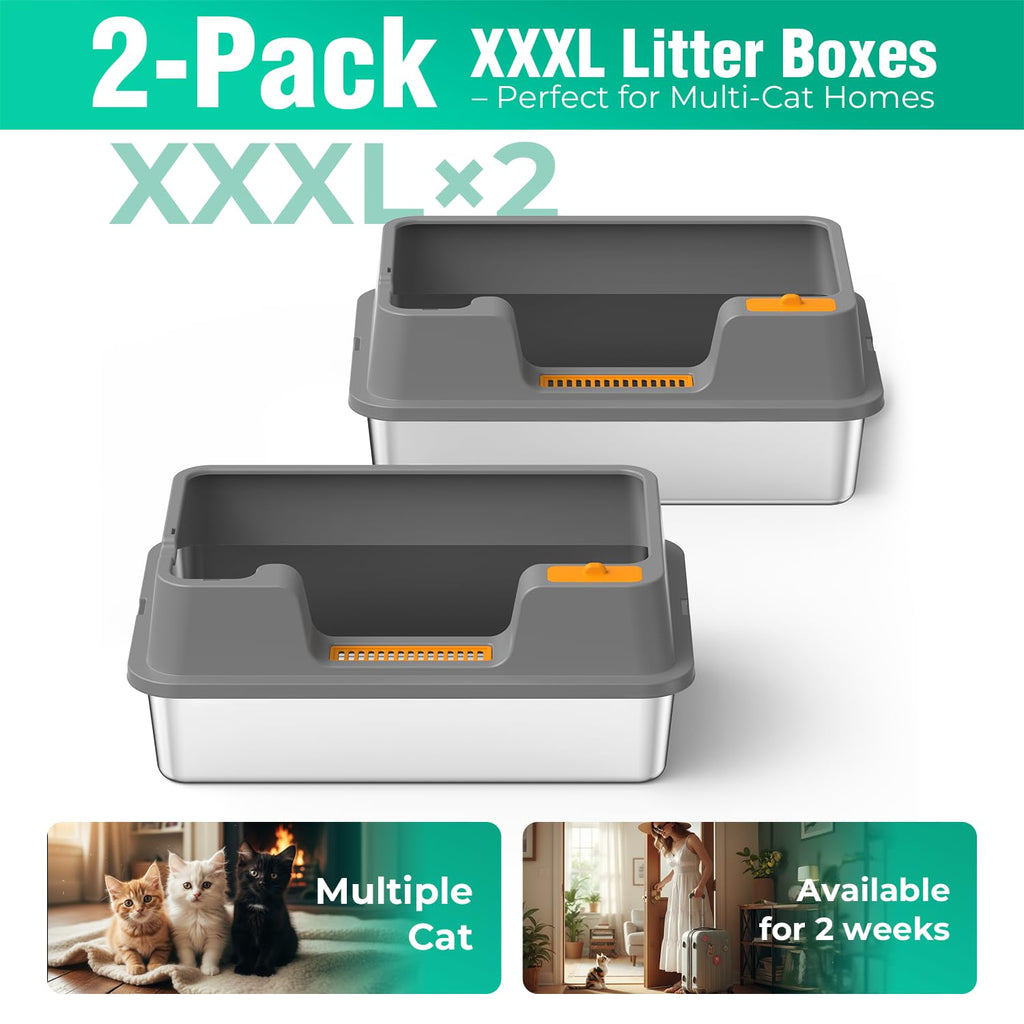Extra Large Stainless Steel Litter Box with High Sides U74825