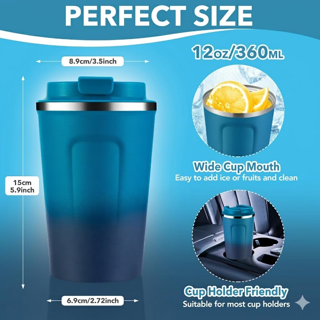 12 oz Insulated Stainless Steel Travel Coffee Mug 2 Pack C22045