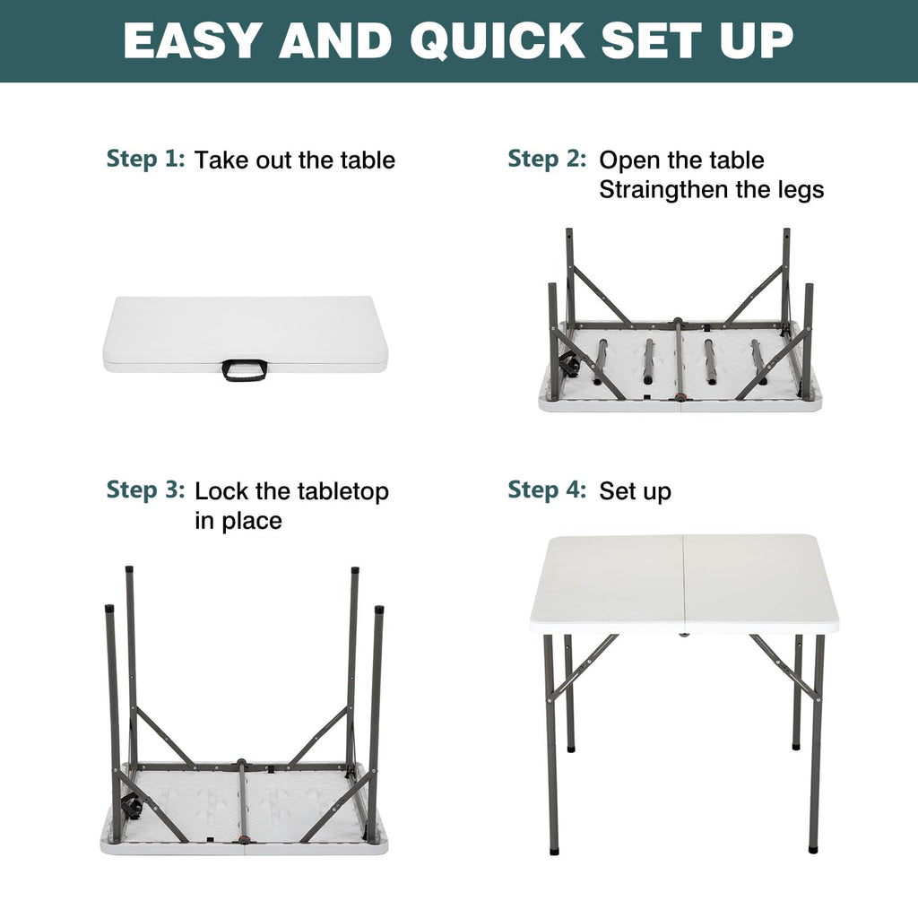 34" White Folding Plastic Table B582252
