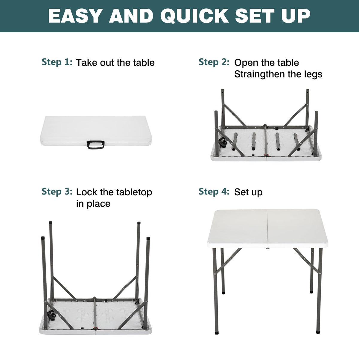 34" White Folding Plastic Table B582252