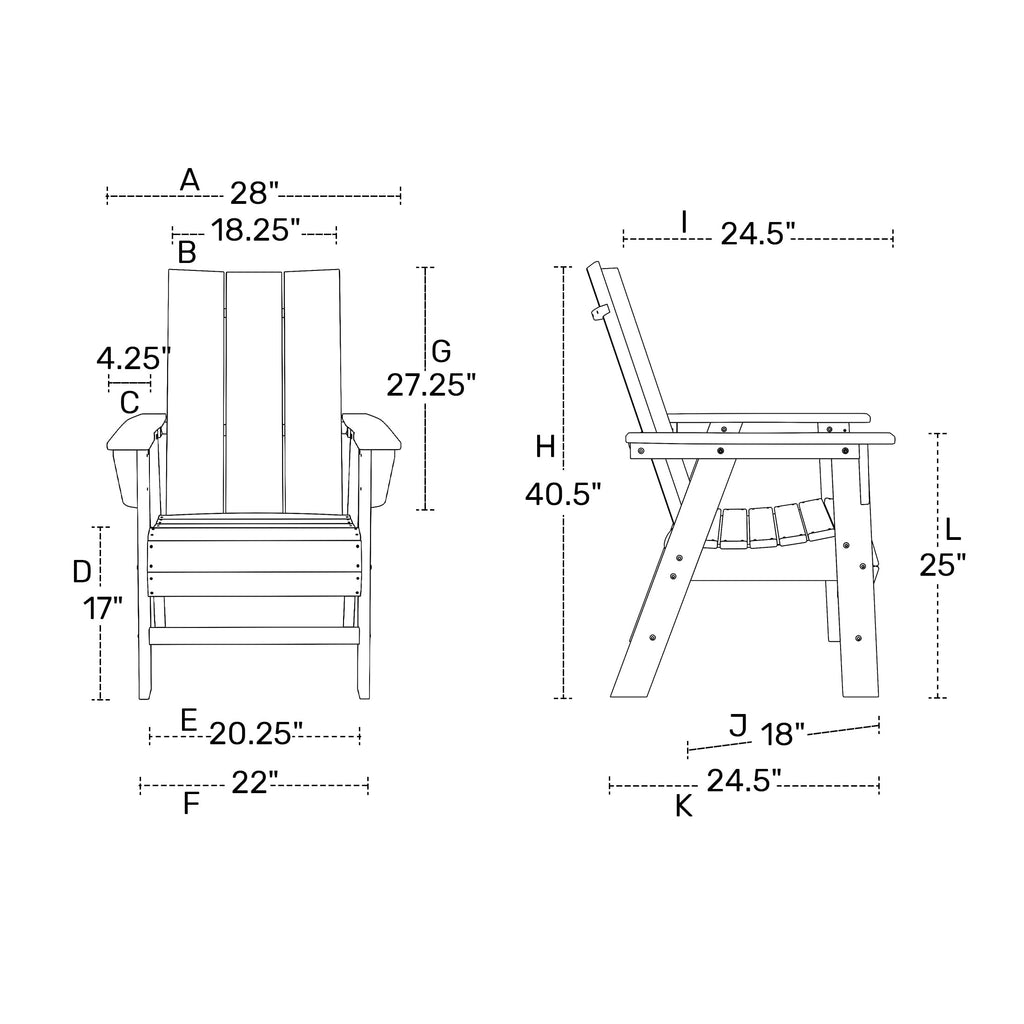 HDPE Adirondack Dining Chair Navy Blue G8983