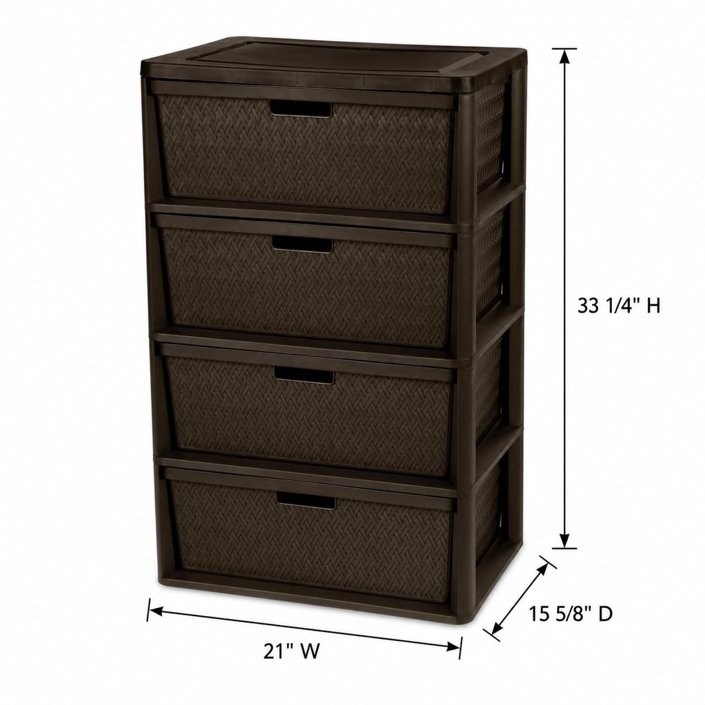 Brown 4 Drawer Plastic Storage Tower H658194