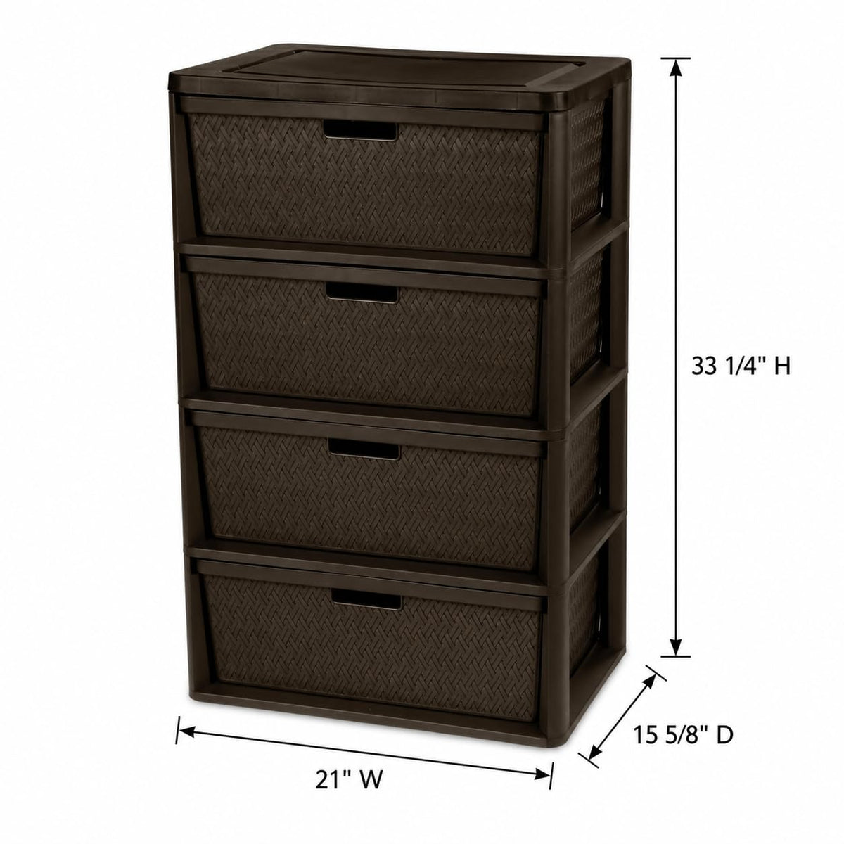 Brown 4 Drawer Plastic Storage Tower H658194