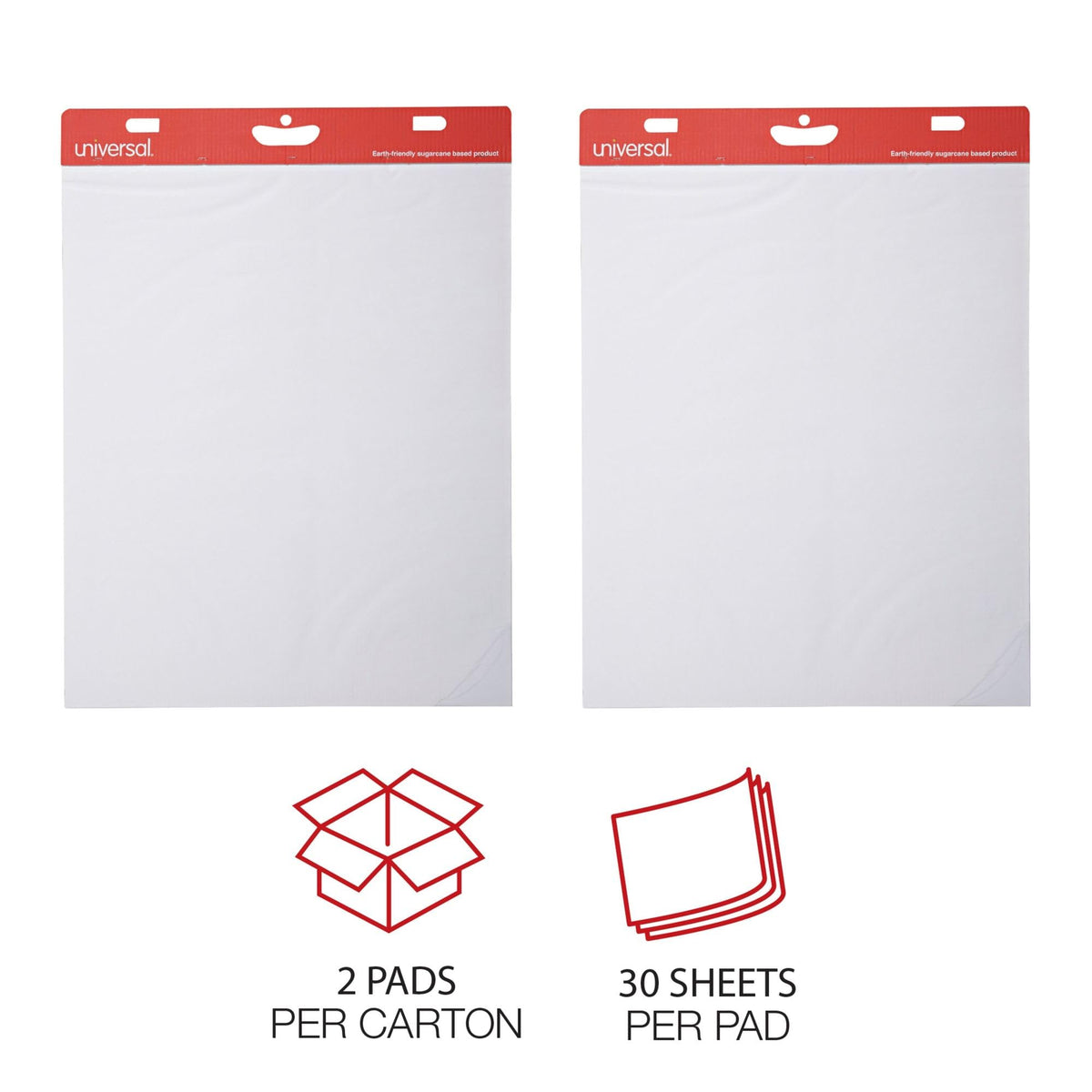 Self Stick Easel Pads, Unruled, 25 x 30, White, 30-Sheet, Case of 2 H623674