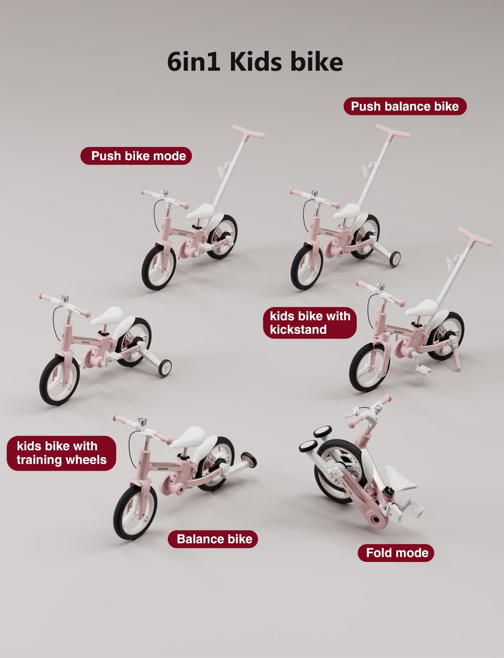 6 in 1 Toddler Bike with Push Handle I358