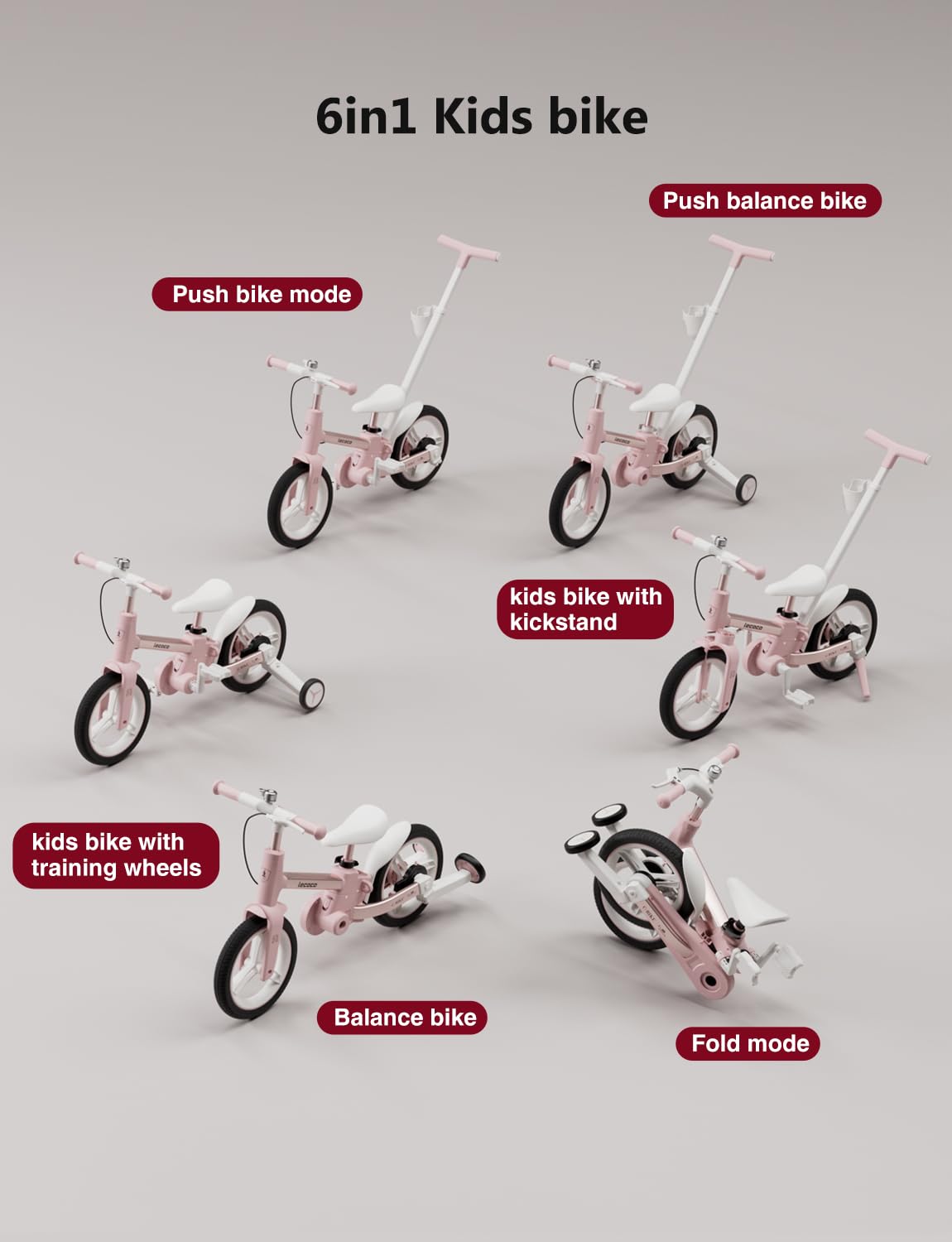 6 in 1 Toddler Bike with Push Handle I358