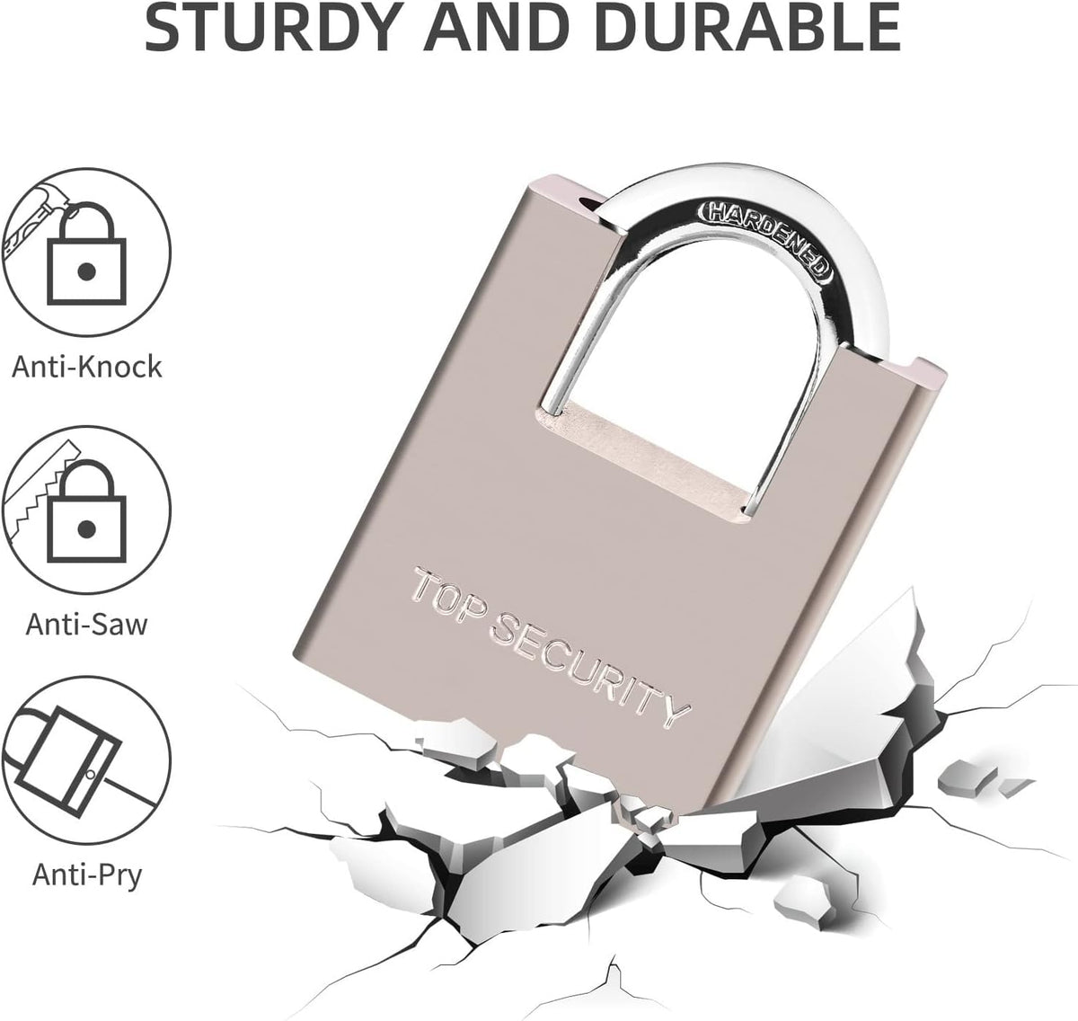 Heavy Duty Solid Brass Keyed Padlock with 4 Keys H859391