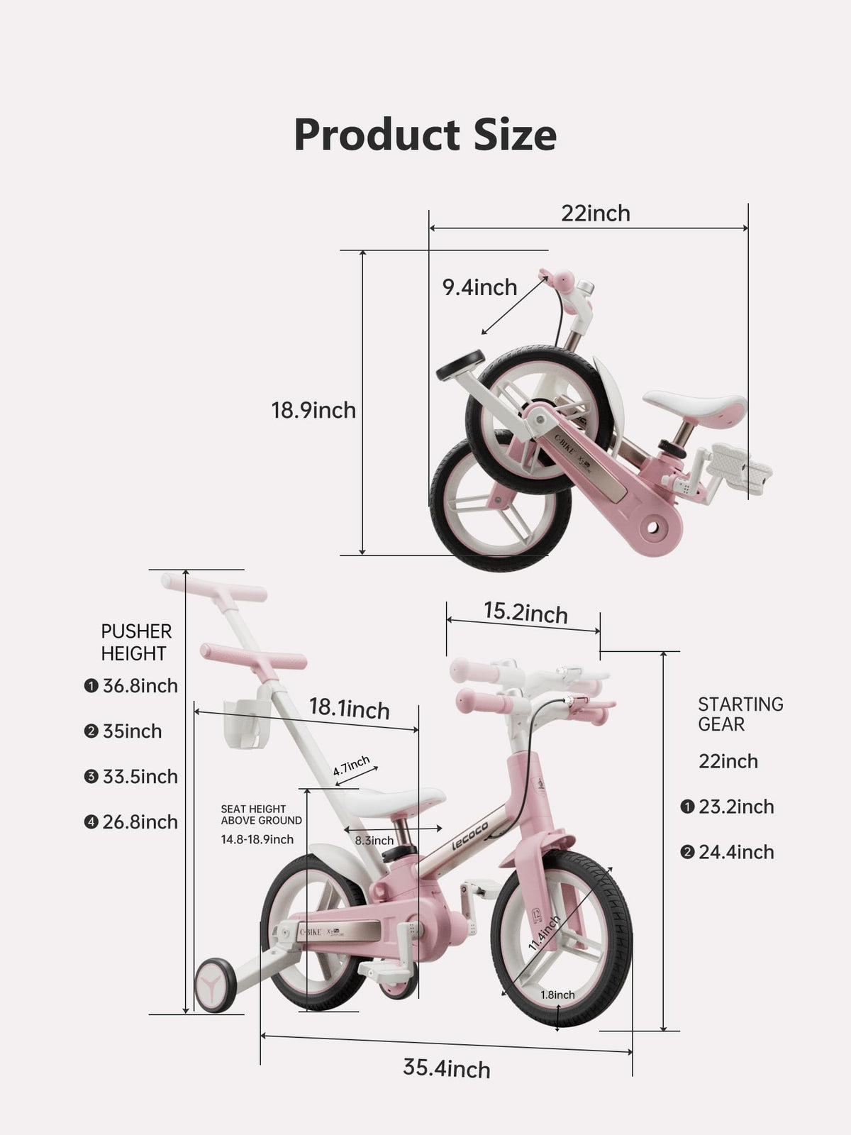 6 in 1 Toddler Bike with Push Handle I358