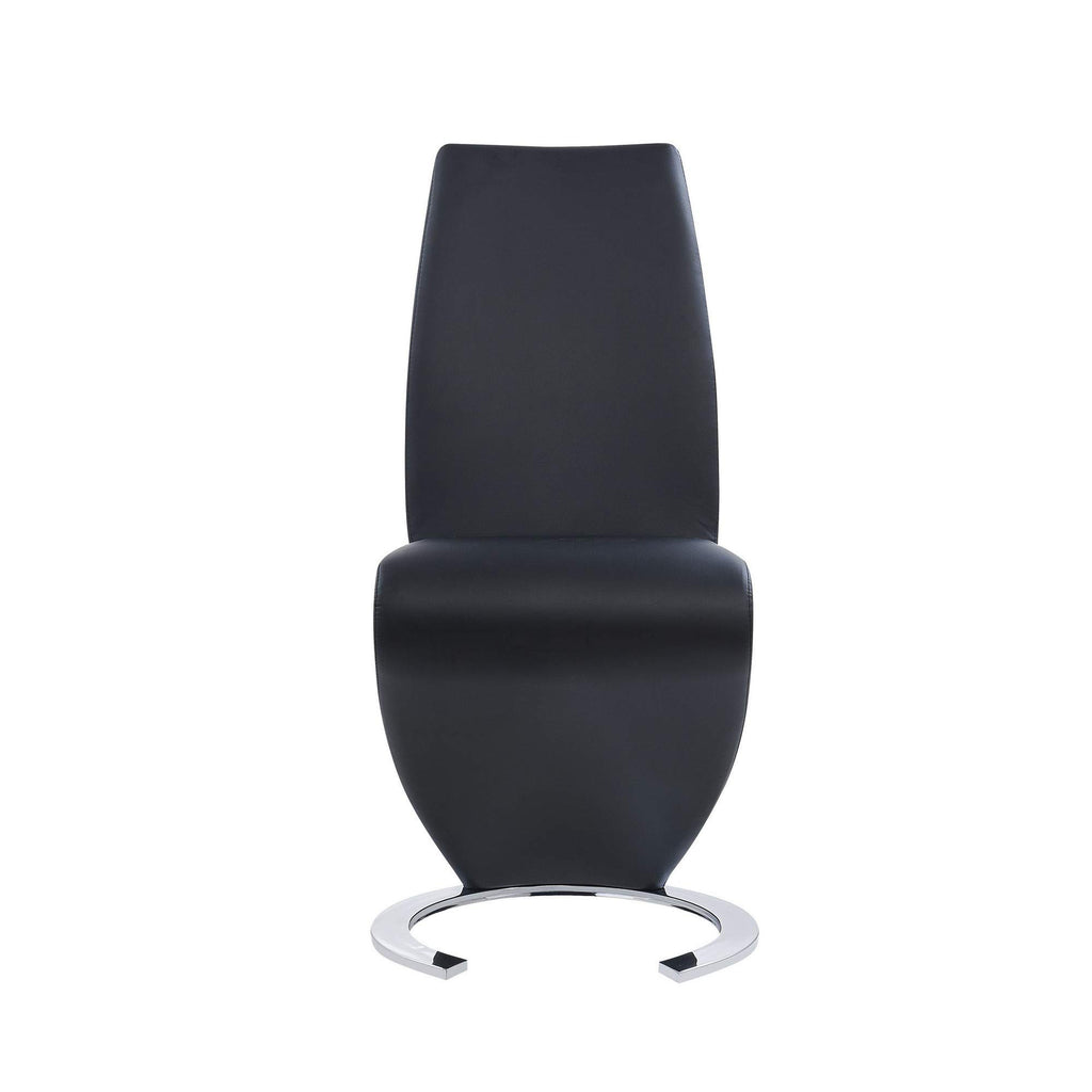 Set of Two Black and Silver Faux Leather Dining Chairs K1632