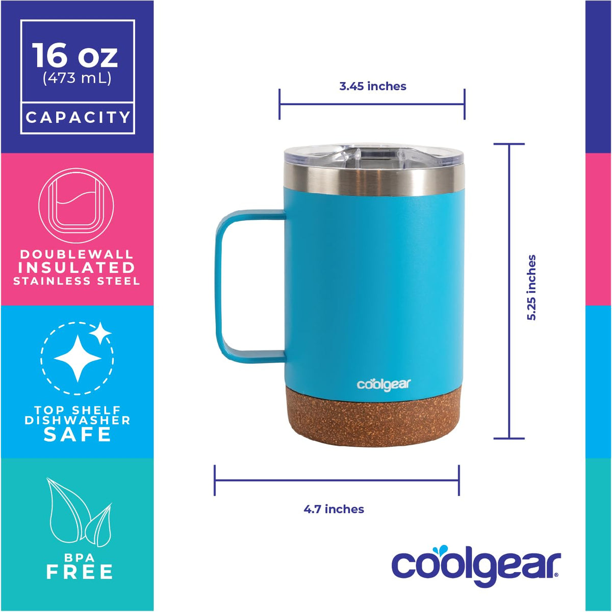 Stainless Steel Copper Lined Mug with Handle 2 Pack 16 oz W570