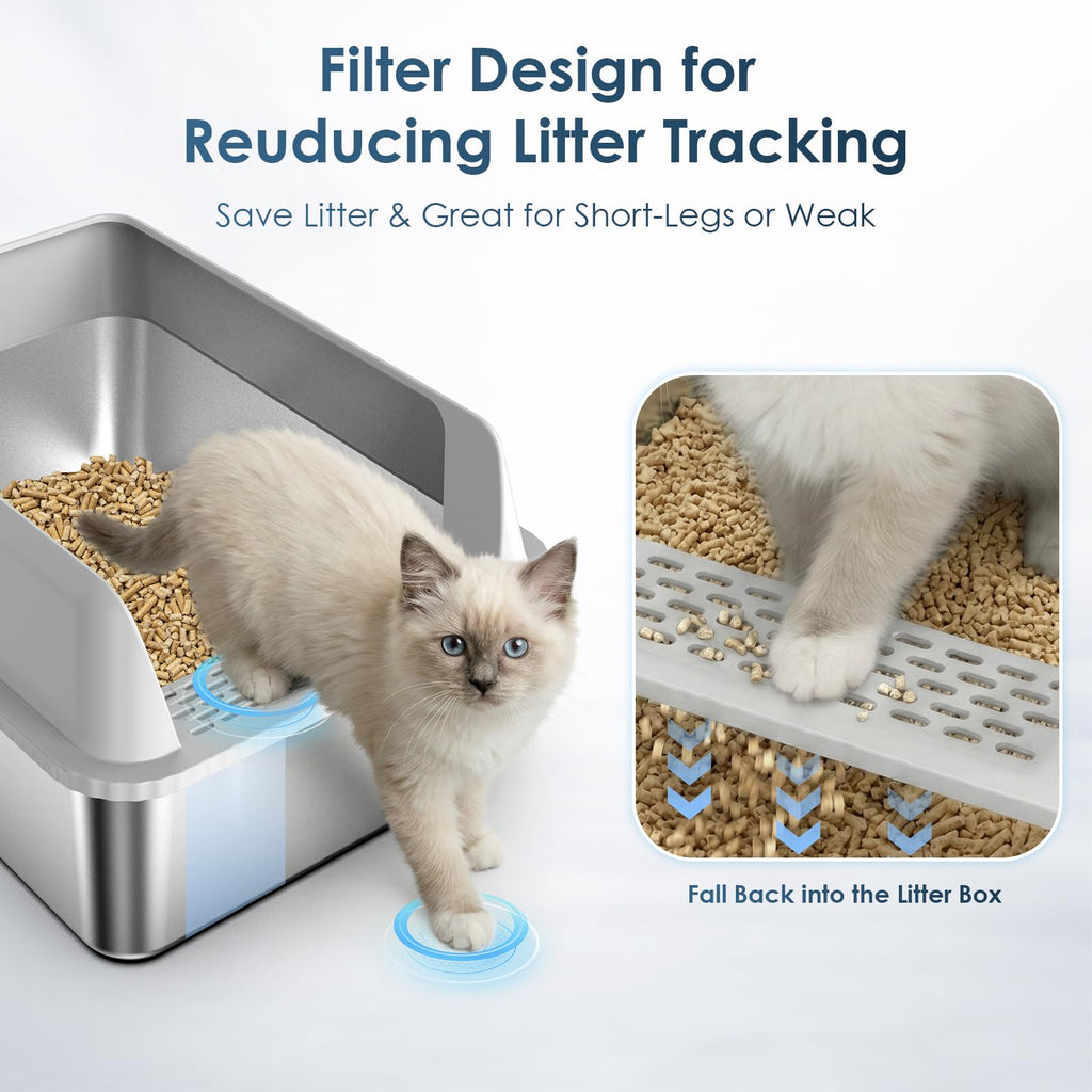 Enclosed Stainless Steel Sifting Litter Box C8744