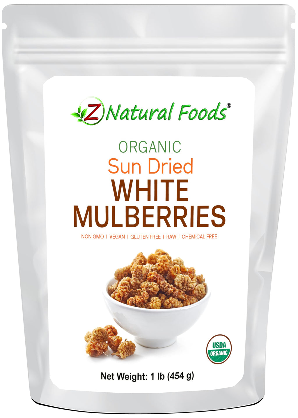 Organic White Mulberries Sun Dried 1 lb A831