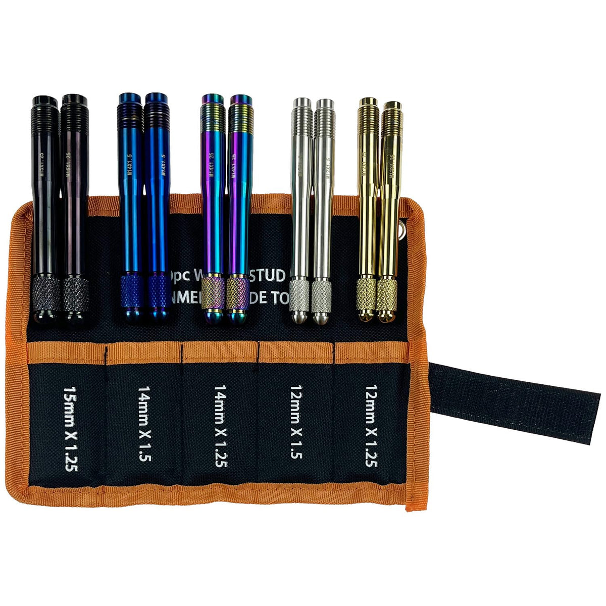 10PC Alloy Steel Wheel Alignment Pins Kit M12x1.5/1.25/M14x1.5/1.25/M15*1.25 Lug Bolt Guide Tool V632513
