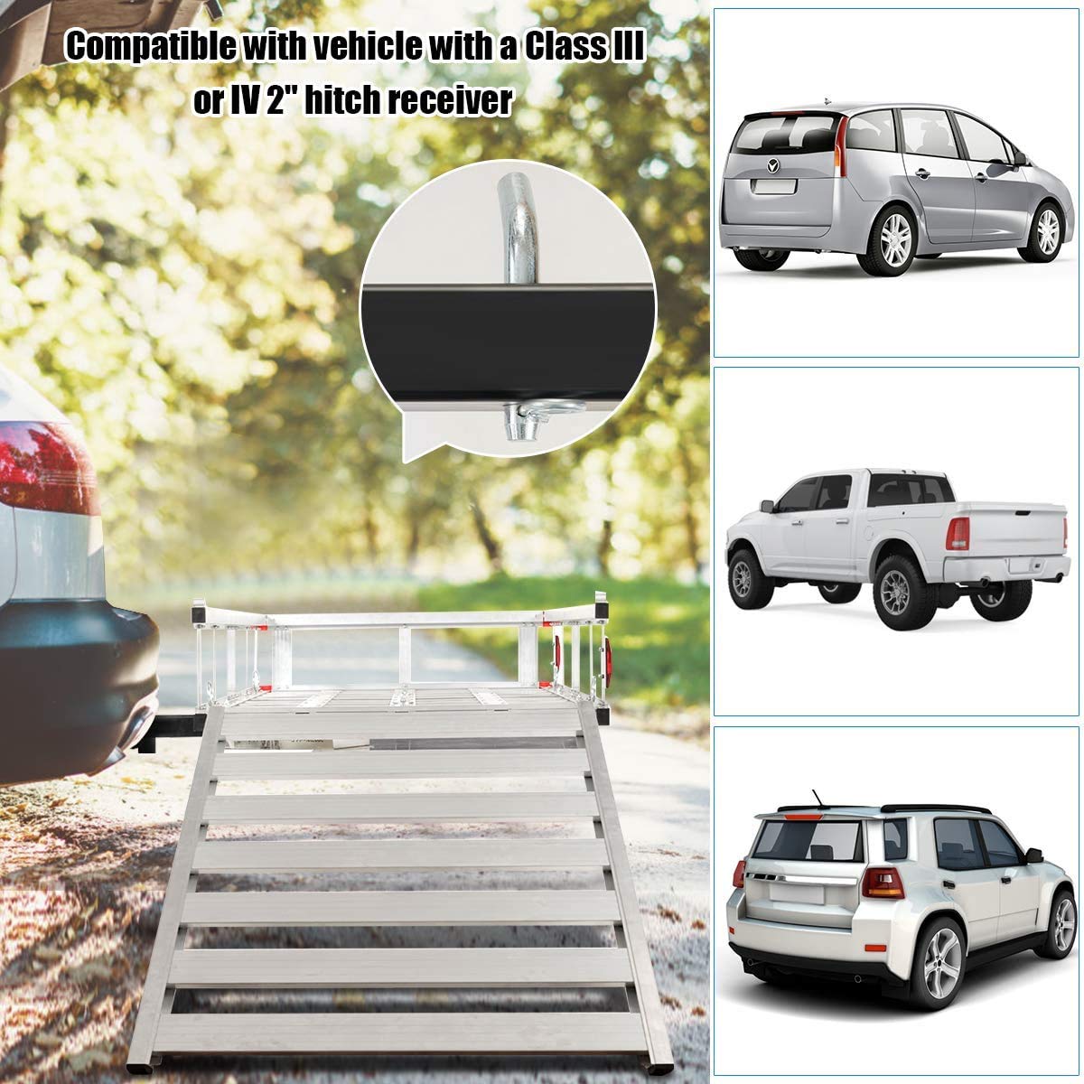 Aluminum Hitch Cargo Carrier with Ramp W5327