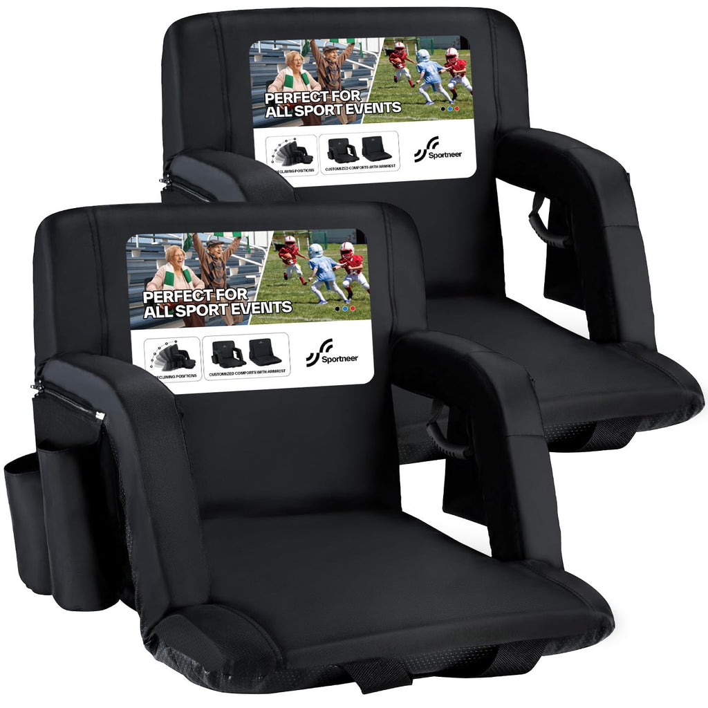 Stadium Seats with Back Support 2.5'' Thick Cushion 6 Adjustable Angle Bleacher Seat with Armrest W689