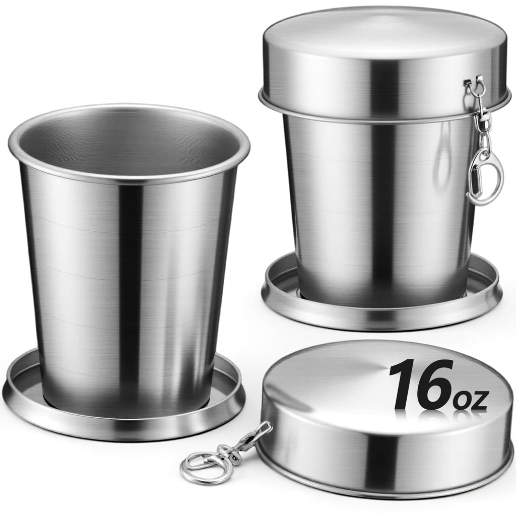 2 Pack 304 Stainless Steel Collapsible Cup 16 oz D180