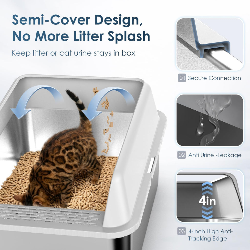 Enclosed Stainless Steel Sifting Litter Box C8744