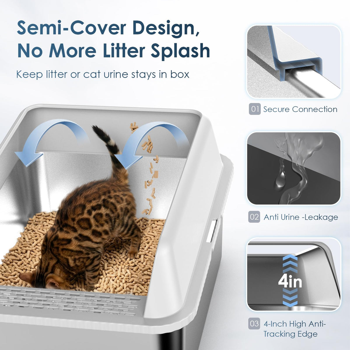 Enclosed Stainless Steel Sifting Litter Box C8744