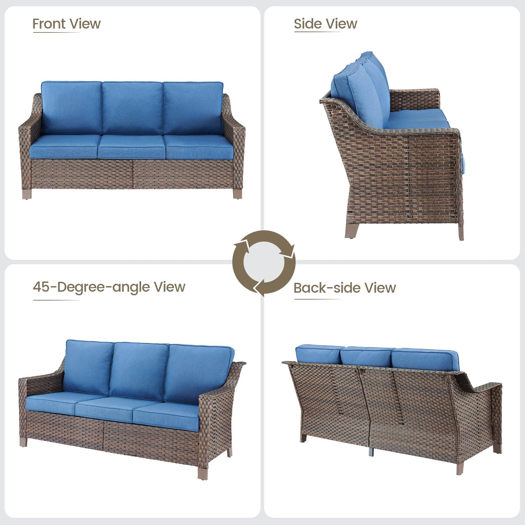 Brown PE Wicker Outdoor Sofa J43816