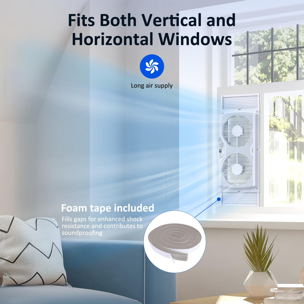 Twin Window Fan with 9-Inch Blades, 3 Speeds, Thermostat Control Z28105