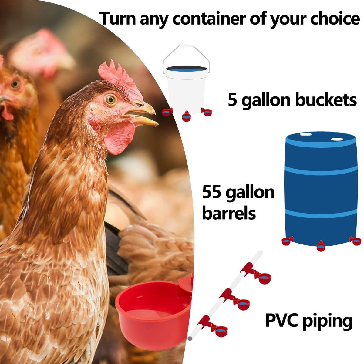 Automatic Poultry Waterer Kit 5 Gallon 12 Pack S577551
