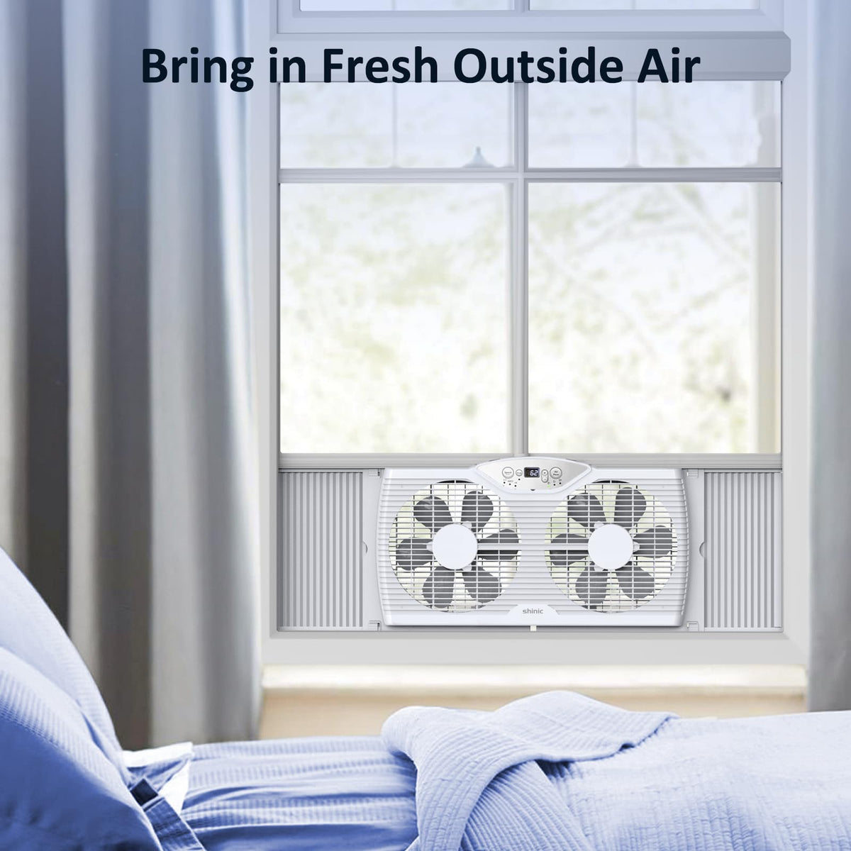 Twin Window Fan with 9-Inch Blades, 3 Speeds, Thermostat Control Z28105