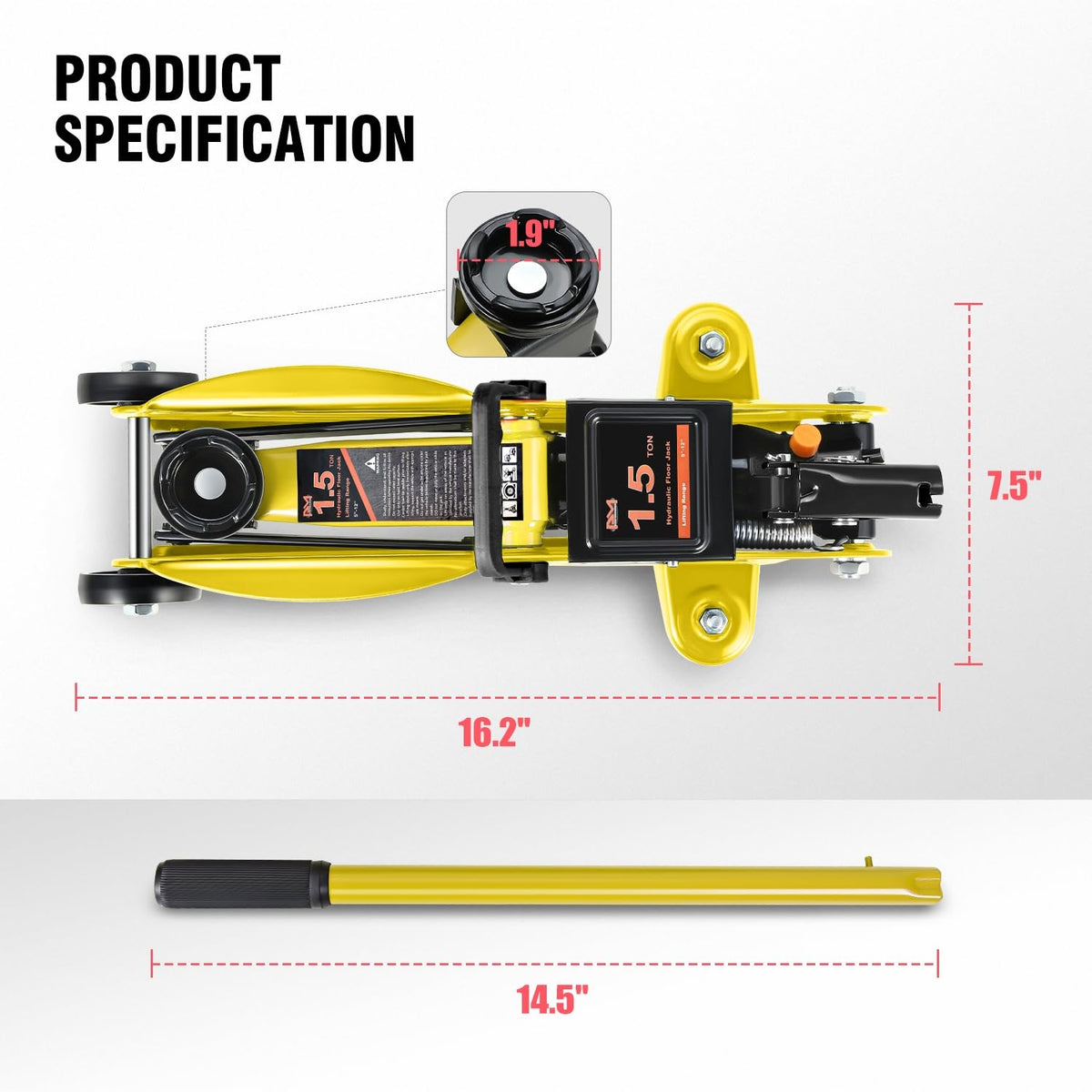 1.5 Ton Hydraulic Trolley Floor Jack A349